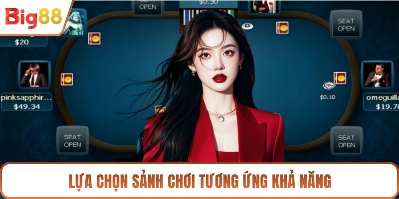Lựa chọn sảnh chơi tương ứng khả năng